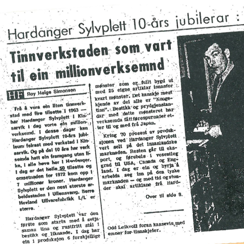 Hardanger Bestikk jubileum avisartikkel
